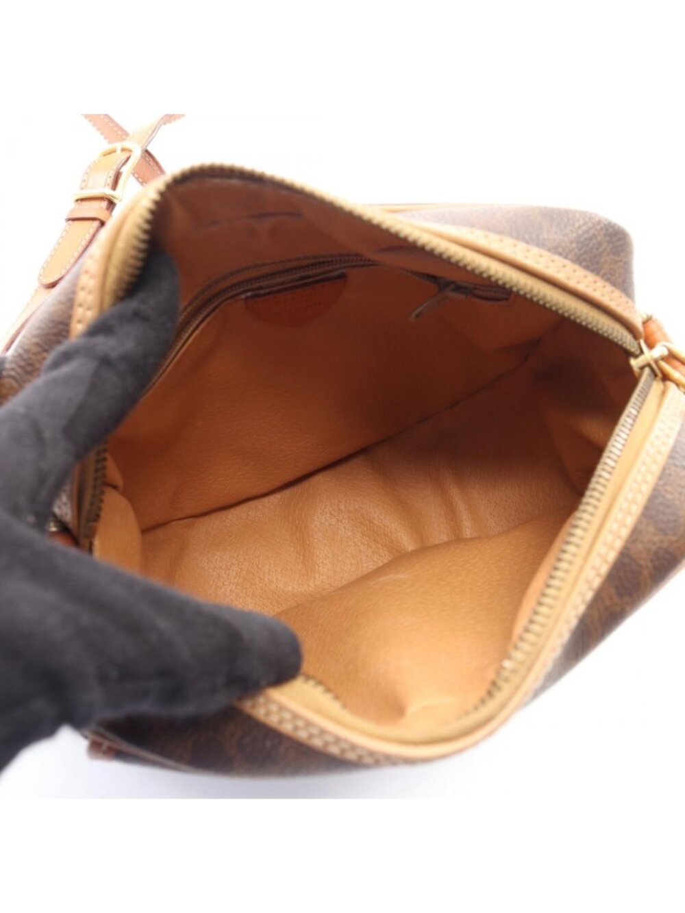 Celine Shoulder Bag Macadam Dark Brown Canvas Leather - Picture 3 of 11
